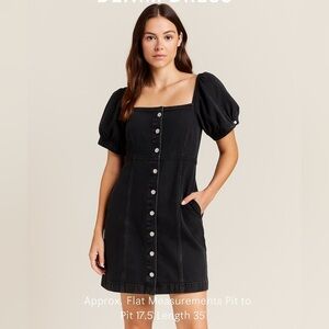 Levi’s Black Denim Puff Sleeve Button-Front Dress (Size M) NEW WITH TAGS